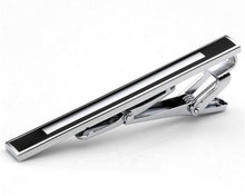 Load image into Gallery viewer, Black &amp; Silver Design Tie Bar